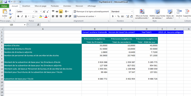 Affiche le formulaire de résultats dans Excel